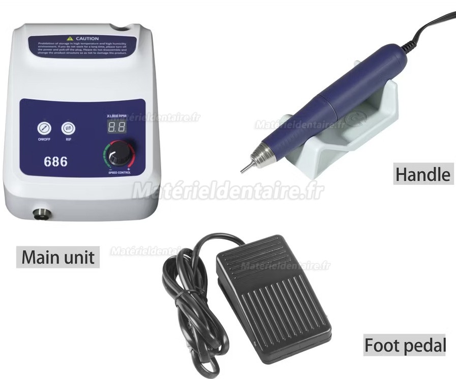 Micromoteur laboratoire dentaire sans balais AI-TE® AT-CM-41 avec pièce à main AT-A9, 50K tr/min